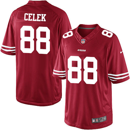 Men's Limited Garrett Celek Nike Jersey Red Home - #88 NFL San Francisco 49ers